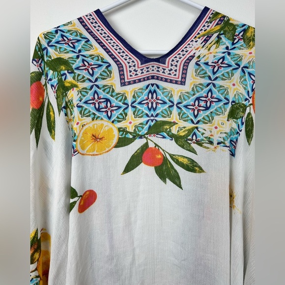 Vince Camuto lemon tile printed topper, coverup, One Size, Beach Pool Resort - Picture 11 of 14